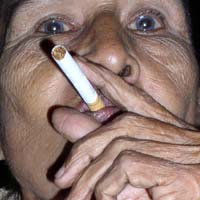 Ethel taunting me with the bent cigarette