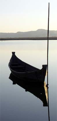 Hand-carved boat on the Ayeyarwaddy