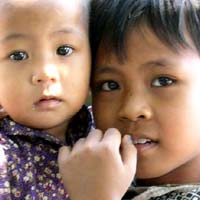 Some of the kids gathered to watch us