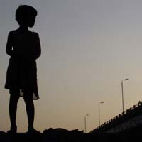 Child's silhouette in Dhaka